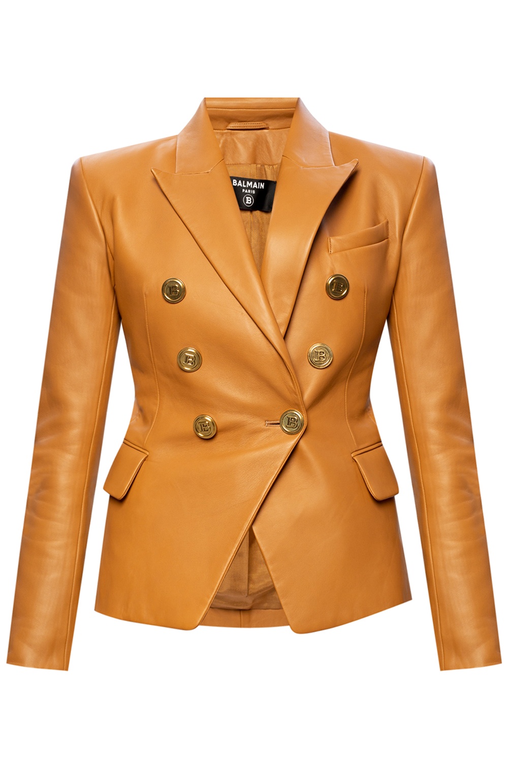 Leather cheap balmain blazer